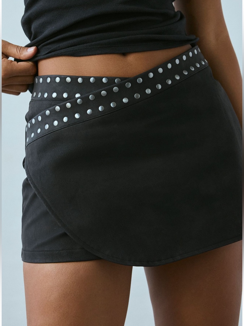 Silence + Noise Alina Studded Faux Leather Micro Mini Skirt